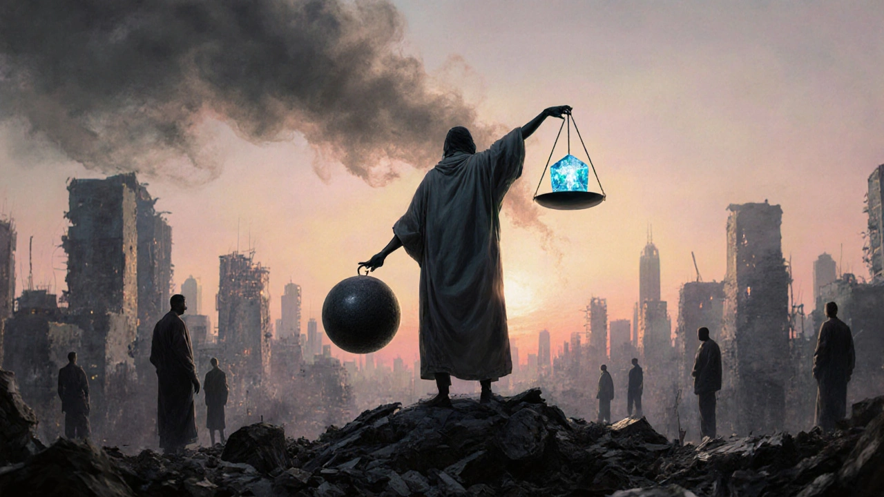 体重増加とトピラマートのバランスを描いた都市の風景