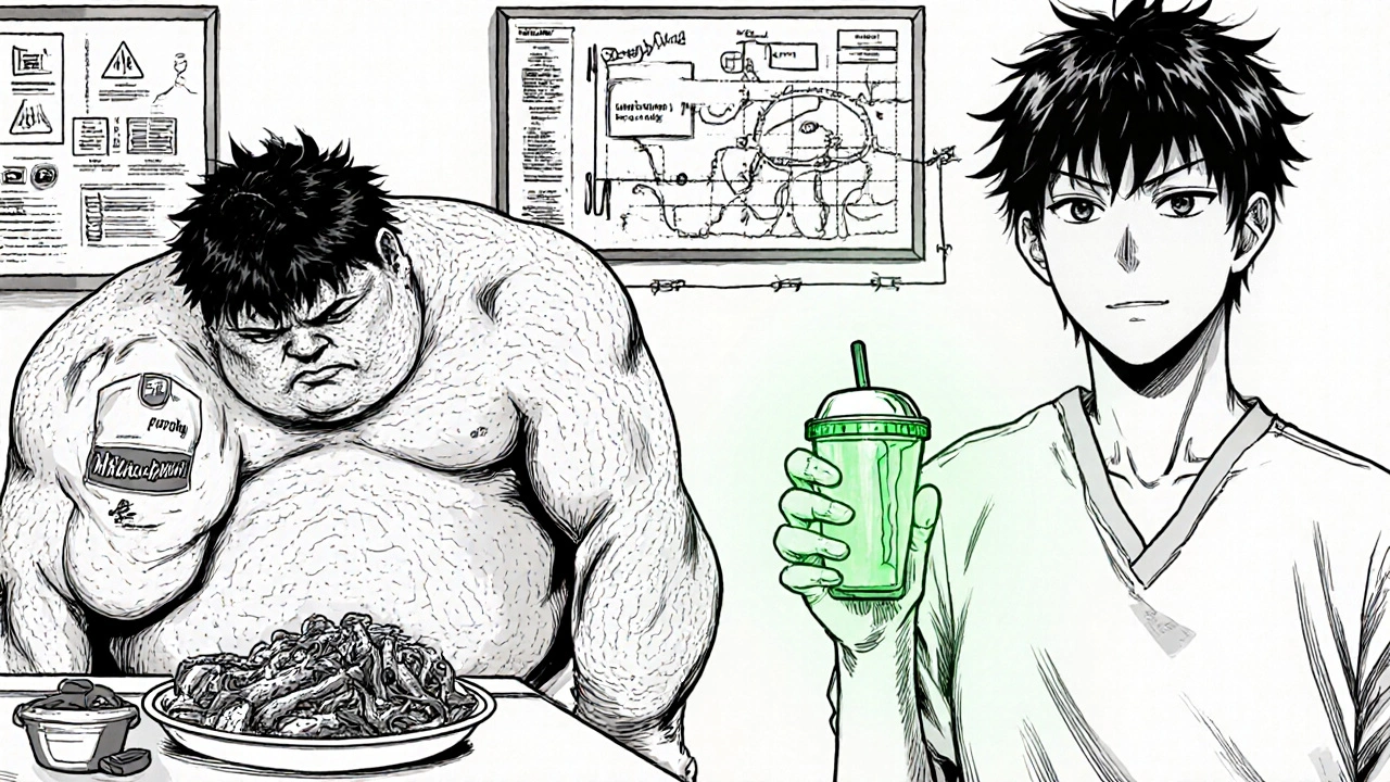 抗うつ薬の違いで体重が増える患者と減る患者が対比される臨床シーン。