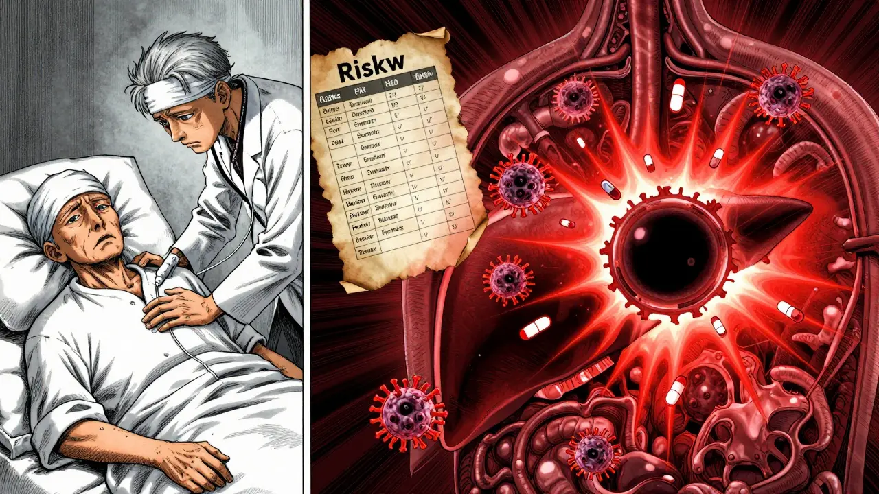 がん治療とHBV再活性化の内部対立を、抗ウイルス薬の盾で描いた内臓のイメージ。