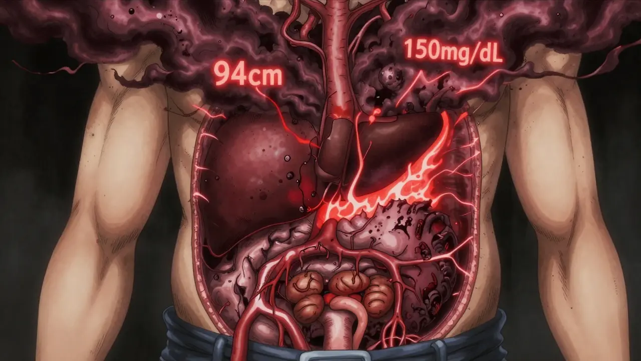 代謝症候群：ウエストサイズ、中性脂肪、血糖コントロールの関係