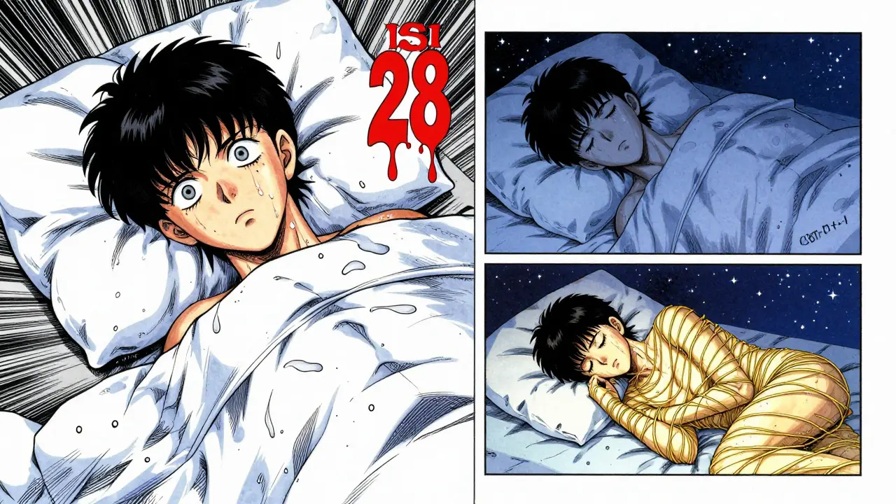 眠れない夜と、CBT-Iによる回復した安眠の対比シーン。