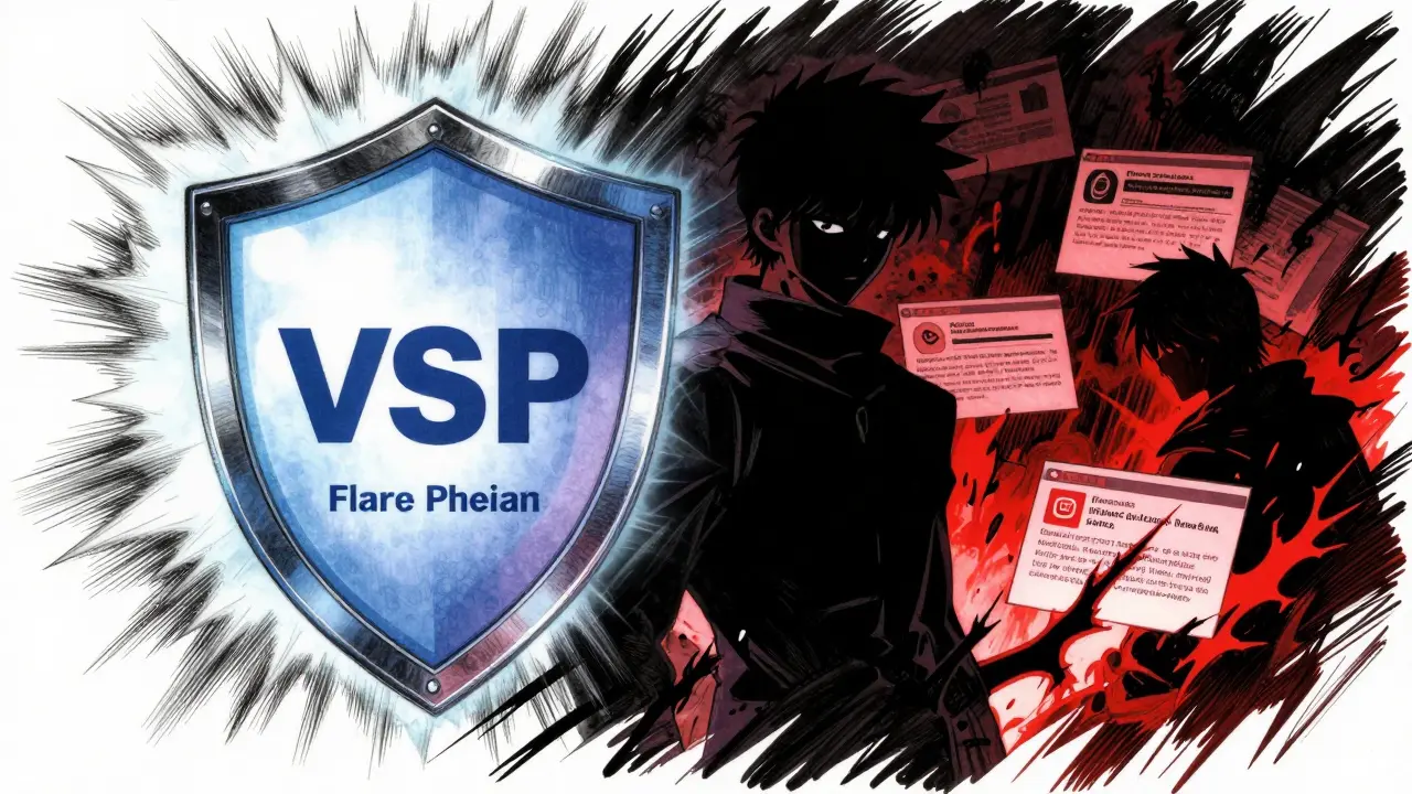 安全な薬局と詐欺サイトの対比を描いたイラスト