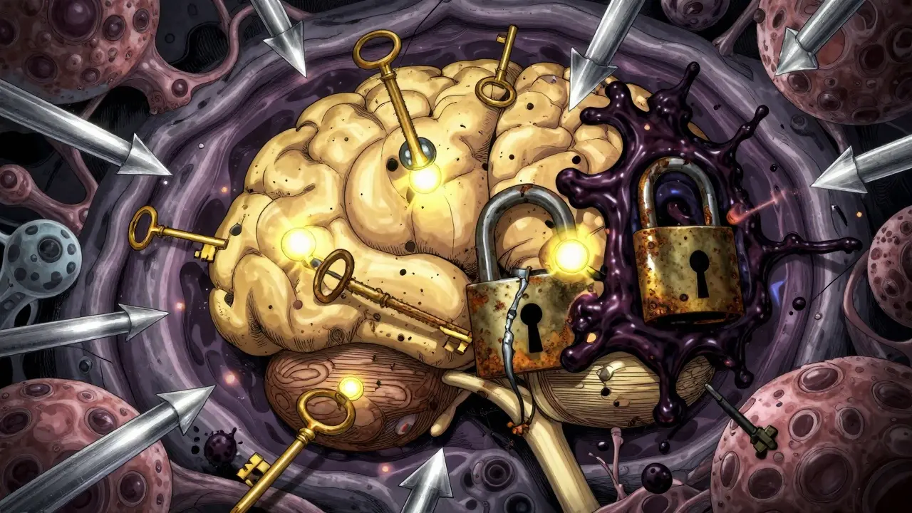 レプチン抵抗性を示すホルモンと受容体の相互作用を描いた詳細な生物学的イラスト