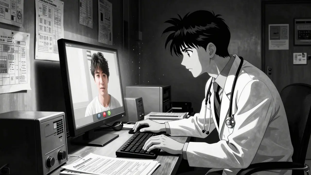 オンライン診療で医師と患者がビデオ通話をする様子